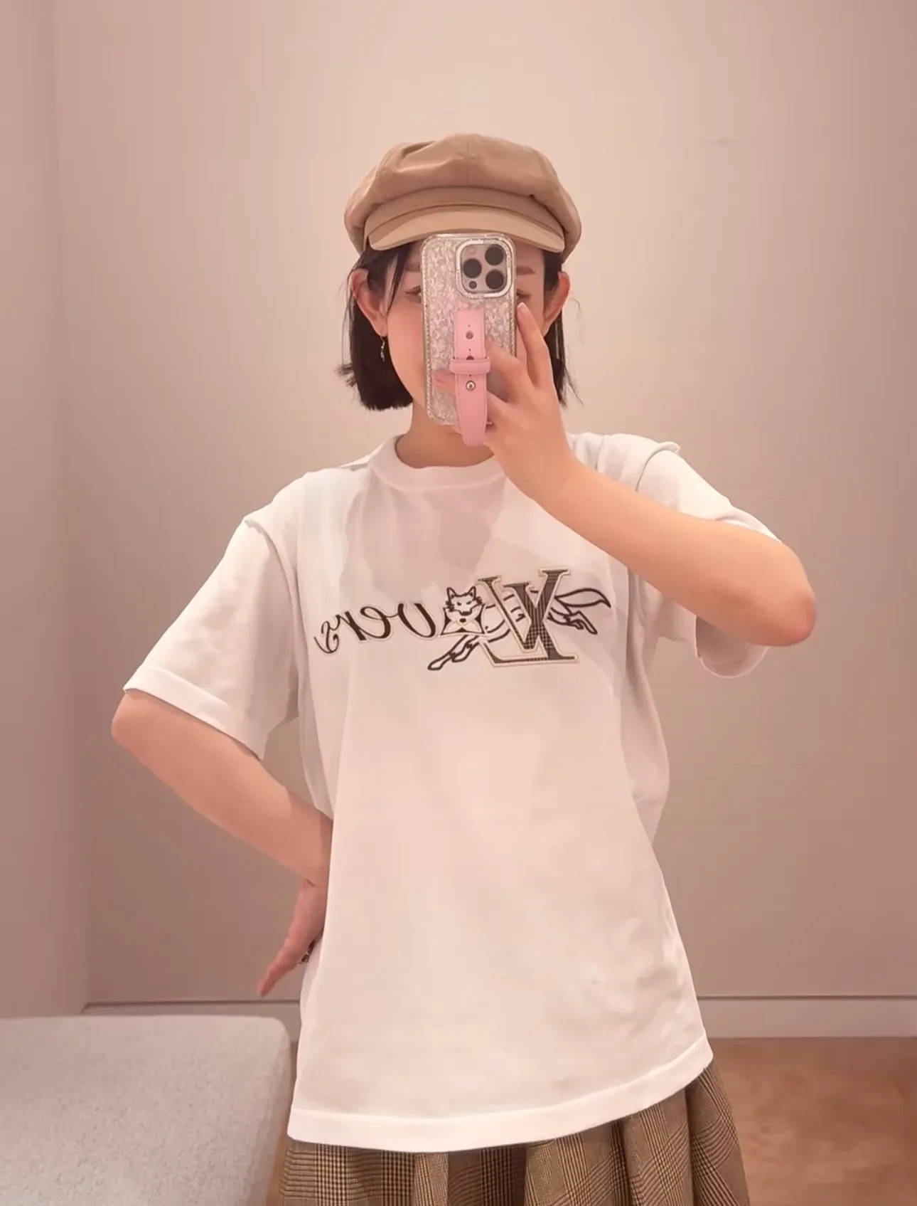 Louis Vuitton/Louis Vuitton fox letter embroidered knitted short sleeves